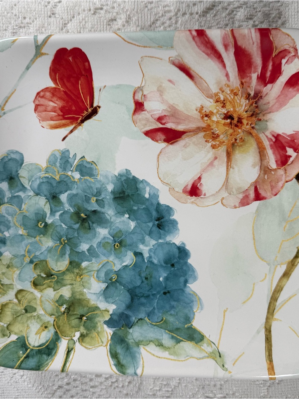 Certified International Floral Dinner Plate in Blue, Green & Red